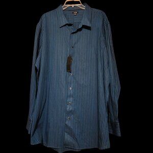 NWT APT.9 Big & Tall Striped Button-Down Shirt 3XLT 100% Cotton Green Black